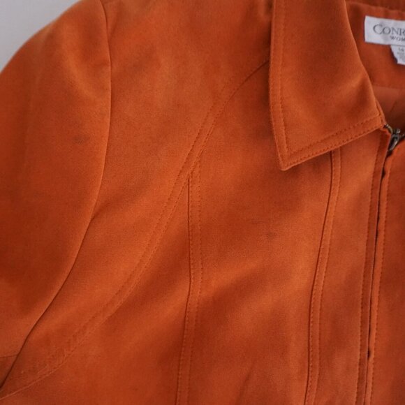 Vintage Conrad C Burnt Orange Faux Suede Zip Up Blazer Jacket 16 - Picture 9 of 16